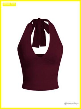 Women's Sexy Low Cut Halter Top Y2K Tie Backless Cami Tank Top Night Out